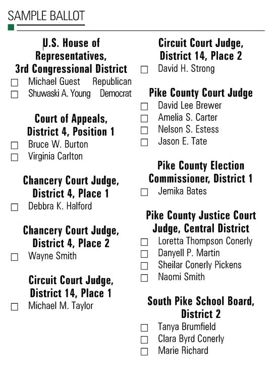 Pike County sample ballot