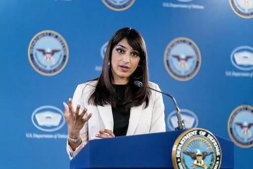 Deputy Pentagon Press Secretary Sabrina Singh speaks during a briefing at the Pentagon in Washington, Thursday, May 18, 2023. (AP Photo/Andrew Harnik)