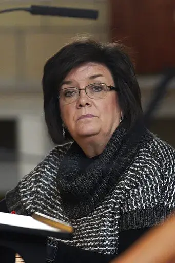 Nebraska State Sen. Joni Albrecht of Thurston, is seen in the Legislative Chamber in Lincoln, Neb., Friday, March 1, 2019. Abortion supporters have scored a surprising victory in Nebraska, derailing a bill that would have automatically outlawed abortion if the U.S. Supreme Court ever overturns its decision to legalize the procedure. (AP Photo/Nati Harnik File)
