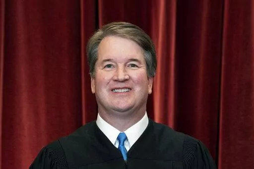 Associate Justice Brett Kavanaugh stands during a group photo at the Supreme Court in Washington, on April 23, 2021. (Erin Schaff/The New York Times via AP, Pool)
