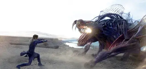 This image released by Marvel Studios shows Kumail Nanjiani in a scene from "Eternals." (Marvel Studios via AP)