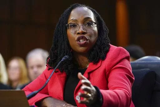 Supreme Court nominee Ketanji Brown Jackson testifies during her Senate Judiciary Committee confirmation hearing on Capitol Hill in Washington, Tuesday, March 22, 2022. (AP Photo/Alex Brandon)