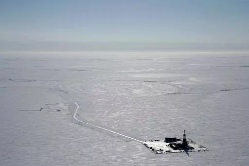 CORRECTS NUMBER OF ACRES TO 16 MILLION NOT 13 MILLION - FILE - This 2019 aerial photo provided by ConocoPhillips shows an exploratory drilling camp at the proposed site of the Willow oil project on Alaska's North Slope. President Joe Biden will prevent or limit oil drilling in 16 million acres of Alaska and the Arctic Ocean, an administration official said on Sunday, March 12, 2023. The expected announcement comes as regulators prepare to announce a final decision on the controversial Willow pro