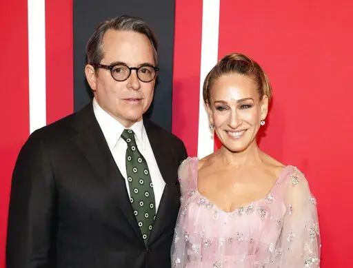 Matthew Broderick and Sarah Jessica Parker attend Neil Simon's "Plaza Suite" Broadway opening night at the Hudson Theatre on Monday, March 28, 2022, in New York.  Both Broderick and Parker have tested positive for COVID-19. The U.S. is getting a first glimpse of what it’s like to experience COVID-19 outbreaks during this new phase of living with the virus, and the roster of the newly infected is studded with stars. (Photo by Charles Sykes/Invision/AP, File)
