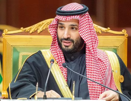 In this photo released by Saudi Royal Palace, Saudi Crown Prince Mohammed bin Salman, speaks during the Gulf Cooperation Council (GCC) Summit in Riyadh, Saudi Arabia, Tuesday, Dec. 14, 2021. Strategic U.S. interests in oil and security are pushing President Joe Biden toward meeting with Saudi Crown Prince Mohammed bin Salman during an overseas trip later this month. (Bandar Aljaloud/Saudi Royal Palace via AP, File)