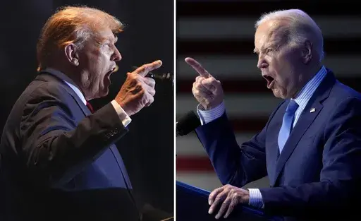 This combination of photos taken in Columbia, S.C. shows former President Donald Trump, left, on Feb. 24, 2024, and President Joe Biden on Jan. 27, 2024. The clash between Biden and Trump on Thursday, June 27, may be the most consequential presidential debate in decades. Biden is desperately seeking momentum amid pervasive concerns about his age and leadership on key foreign and domestic policies. Trump will step onto the stage brimming with confidence, despite his status as the only presidentia