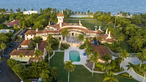 An aerial view of former President Donald Trump's Mar-a-Lago estate is seen, Aug. 10, 2022, in Palm Beach, Fla. (AP Photo/Steve Helber, File)
