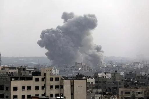 Smoke rises following Israeli bombardment on Gaza City, Sunday, Oct. 29, 2023. (AP Photo/Abed Khaled)