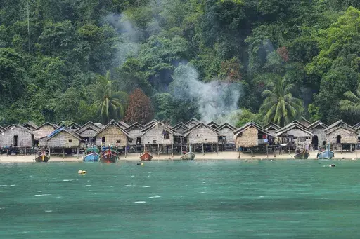 A general view in Moken village of Surin Islands, Phang Nga province, Thailand, Thursday, Dec. 12, 2024. (AP Photo/Sakchai Lalit)