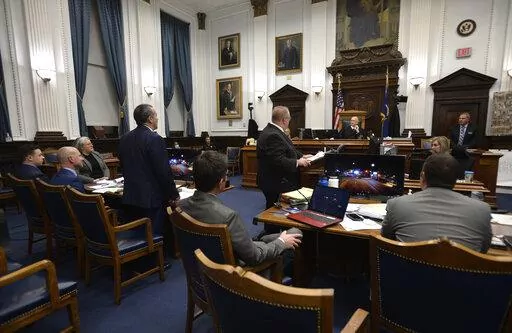 Attorneys argue without the jury in the room during Kyle Rittenhouse's trial at the Kenosha County Courthouse in Kenosha, Wis., on Monday, Nov. 15, 2021. (Sean Krajacic/The Kenosha News via AP, Pool)