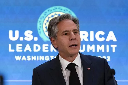 Secretary of State Antony Blinken speaks during U.S. Africa leaders Summit at Department of State in Washington, Monday, Dec. 12, 2022. ( AP Photo/Jose Luis Magana)