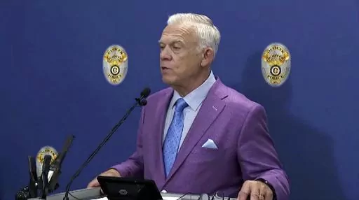 In this image taken from video provided by ABC 33/40, Hoover, Ala., Police Department Chief Nick Derzis speaks at a news conference, Wednesday, July 19, 2023, in Hoover. Authorities in Alabama said Monday, July 24, that a woman has confessed to fabricating a story that she was kidnapped after stopping to check on a toddler she saw walking on the side of the interstate. Derzis said Carlee Russell's attorney, Emory Anthony, provided a statement on Monday saying there was no kidnapping. (ABC 33/40 