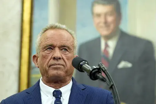 Robert F. Kennedy Jr., speaks after being sworn in as Health and Human Services Secretary in the Oval Office at the White House, Thursday, Feb. 13, 2025, in Washington. (Photo/Alex Brandon)