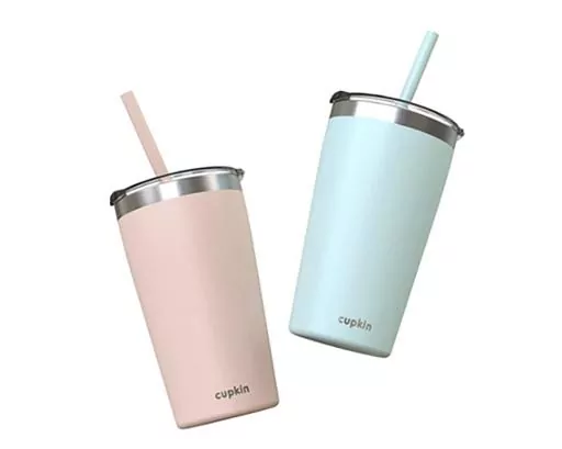 This photo provided by the U.S. Consumer Product Safety Commission shows CUPKIN Double-Walled Stainless Steel Children’s Cups. More than 345,000 children's cups are being recalled due to lead levels that exceed the federal content ban, the U.S. Consumer Product Safety Commission said Thursday, July 20, 2023. Soojimus is recalling 8-ounce and 12-ounce models of its Cupkin Double-Walled Stainless Steel Children’s Cups — sold in various colors on Amazon and the Cupkin website from 2018 throug