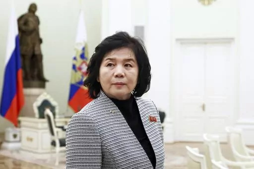 North Korean Foreign Minister Choe Son Hui arrives to meet with Russian President Vladimir Putin at the Kremlin in Moscow, Russia, Tuesday, Jan. 16, 2024. North Korea said Sunday it has agreed to further strategic and tactical cooperation with Russia to establish a “new multi-polarized international order,” as the two countries work to build a united front in the face of their separate, intensifying tensions with the United States. (Artyom Geodakyan/Sputnik, Kremlin Pool Photo via AP, File)