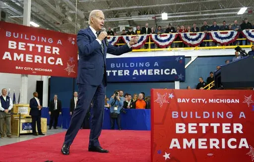 President Joe Biden speaks about manufacturing jobs and the economy at SK Siltron CSS, a computer chip factory in Bay City, Mich., Nov. 29, 2022. (AP Photo/Patrick Semansky, File)