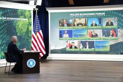 President Joe Biden speaks during the Major Economies Forum on Energy and Climate in the South Court Auditorium on the White House campus, Friday, June 17, 2022, in Washington. (AP Photo/Evan Vucci)
