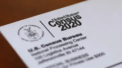 ADD MORE LOCATIONS FILE - An envelope containing a 2020 census letter mailed to a U.S. resident is seen, April 5, 2020, in Detroit. The U.S. Census Bureau on Monday, July 22, 2024, picked six locations for full-scale dress rehearsals to practice for the next U.S. head count in 2030, the largest peacetime mobilization in the U.S. which helps determine political power and the distribution of federal funds. (AP Photo/Paul Sancya, File)