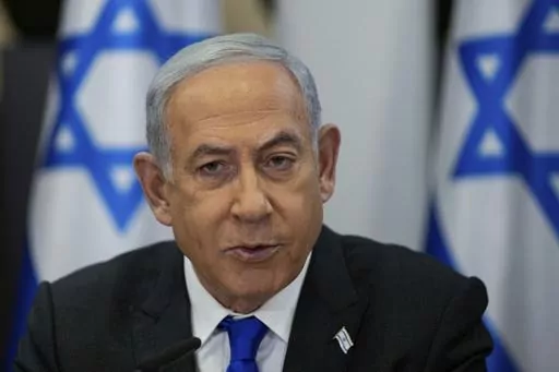 Israeli Prime Minister Benjamin Netanyahu chairs a cabinet meeting at the Kirya military base, which houses the Israeli Ministry of Defence, in Tel Aviv, Israel, Sunday, Dec . 24, 2023. Israel’s Supreme Court on Monday, Jan. 1, 2024, struck down a key component of Netanyahu’s contentious judicial overhaul, a decision that threatens to reopen the fissures in Israeli society that preceded the country’s ongoing war against Hamas.(AP Photo/Ohad Zwigenberg, Pool, File)
