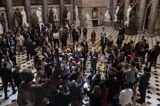 House Speaker Kevin McCarthy of Calif., speaks to reporters about debt limit negotiations, Wednesday, May 24, 2023, on Capitol Hill in Washington. (AP Photo/Jacquelyn Martin)