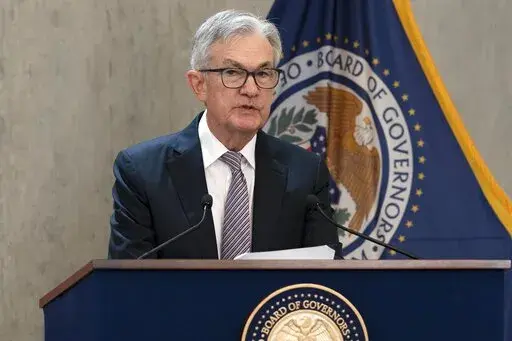 Federal Reserve Board Chair Jerome Powell speaks during the Inaugural Conference on the International Roles of the U.S. Dollar at Federal Reserve Board Building, in Washington, Friday, June 17, 2022. (AP Photo/Jose Luis Magana)
