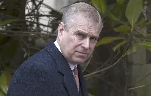 Britain's Prince Andrew is seen in this April 5, 2015 photo in London. A tentative settlement has been reached in a lawsuit accusing Prince Andrew of sexually abusing Virginia Giuffre when she was 17 years old, according to a court filing in Manhattan on Tuesday, Feb. 15, 2022. (Neil Hall/PA via AP)