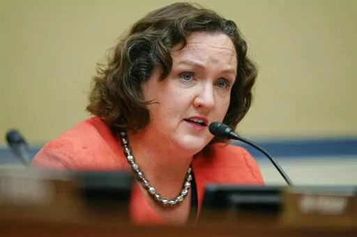 U.S. Rep. Katie Porter, D-Calif., speaks during a House Committee on Oversight and Reform hearing on gun violence on Capitol Hill in Washington, June 8, 2022. This year brings a marquee matchup between Porter, a progressive star, and Republican Scott Baugh, a former state legislative leader and past head of the county GOP, in the coastal 47th District that includes Huntington Beach and other famous surf breaks. (AP Photo/Andrew Harnik, Pool, File)