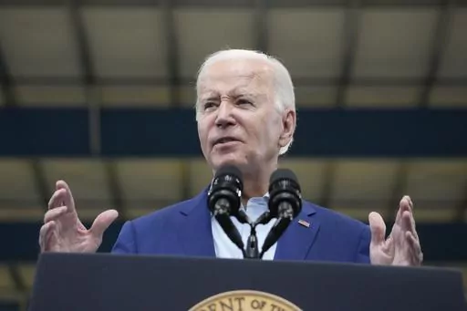 President Joe Biden speaks at the Arcosa Wind Towers, Wednesday, Aug. 9, 2023, in Belen, N.M. Biden is making the case that his policies of financial and tax incentives have revived U.S. manufacturing. (AP Photo/Alex Brandon)