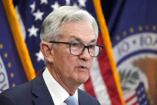 Federal Reserve Chair Jerome Powell speaks during a news conference Wednesday, Dec. 14, 2022, at the Federal Reserve Board Building, in Washington. (AP Photo/Jacquelyn Martin)
