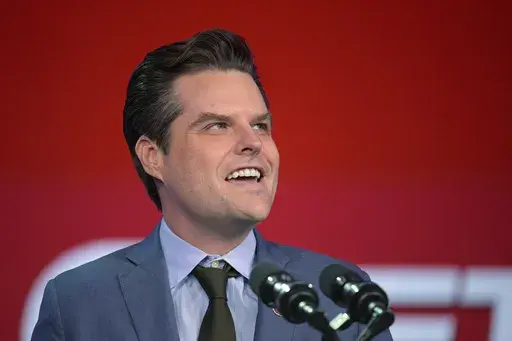 Rep. Matt Gaetz, R-Fla., speaks at the Republican Party of Florida Freedom Summit, Nov. 4, 2023, in Kissimmee, Fla. (AP Photo/Phelan M. Ebenhack)