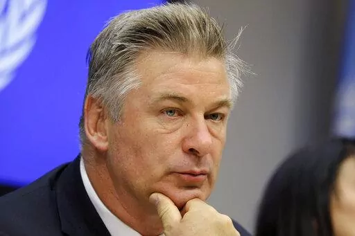 Actor Alec Baldwin attends a news conference at United Nations headquarters, on Sept. 21, 2015. Prosecutors have dropped the possibility of a sentence enhancement that could have carried a mandatory five-year sentence against Baldwin in a fatal film-set shooting, according to new court filings made public Monday, Feb. 20, 2023. (AP Photo/Seth Wenig, File)