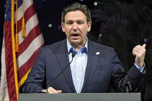 Florida Gov. Ron DeSantis speaks at the Governor's Day luncheon, Feb. 8, 2024, in Tampa, Fla. DeSantis is planning to raise money for former President Donald Trump in his home state as well as Texas and possibly other large states in the coming weeks. The planning was disclosed by people with knowledge of the plans taking shape who spoke on the condition of anonymity because the details have not been set. (AP Photo/Chris O'Meara, File)