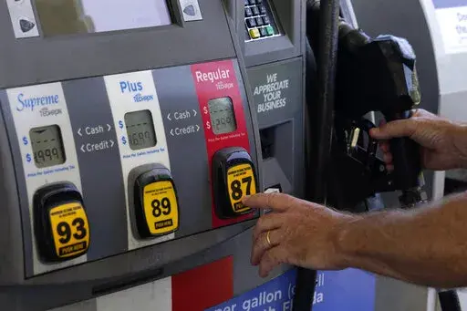 A customer pumps gas at an Exxon gas station, Tuesday, May 10, 2022, in Miami. U.S consumers have so far defied higher prices for gas, food, and rent and have been spending more in 2022, providing crucial support to the economy. How long that can continue will be one of the key factors affecting the economy and inflation this year. (AP Photo/Marta Lavandier)
