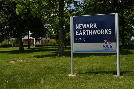 The clubhouse of the private Moundbuilders Country Club, the site of the Octagon Earthworks, is seen in Newark, Ohio, on May 24, 2024. Ohio’s historical society has struck a deal that will allow it to take control of ancient ceremonial and burial earthworks located on a golf course east of Columbus. The settlement announced Thursday, Aug. 1, 2024, ends long-running litigation but does not disclose the sum Ohio History Connection will pay to buy out Moundbuilders Country Club's lease on the Oct