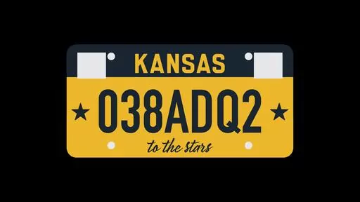 This art illustration from the Kansas Department of Revenue, provided on Tuesday, Nov. 28. 2023, shows the design for a new, standard vehicle license plate that the state had planned to start issuing in March 2024. Criticism of the design has prompted Gov. Laura Kelly to halt its production and promise a public vote on several possible designs. (Kansas Department of Revenue via AP)