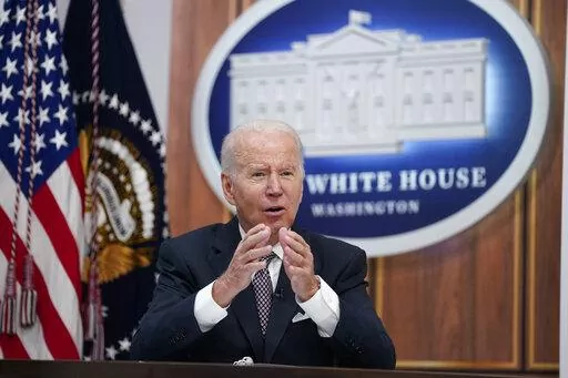 President Joe Biden speaks during the Major Economies Forum on Energy and Climate in the South Court Auditorium on the White House campus, June 17, 2022, in Washington. A growing and overwhelming majority of Americans say the U.S. is heading in the wrong direction, including nearly 8 in 10 Democrats, according to a new poll that finds deep pessimism about the economy continues to plague President Joe Biden.  (AP Photo/Evan Vucci, File)