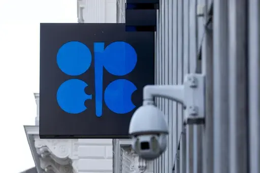 The logo of the Organization of the Petroleoum Exporting Countries (OPEC) is seen outside of OPEC's headquarters in Vienna, Austria, Thursday, March 3, 2022. The OPEC oil cartel led by Saudi Arabia and allied producers including Russia will try to agree Thursday, Nov. 30, 2023 on cuts to the amount of crude they send to the world, with prices having tumbled lately despite their efforts to prop them up. (AP Photo/Lisa Leutner, file)