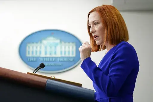 White House press secretary Jen Psaki speaks during a press briefing at the White House, Friday, April 1, 2022, in Washington. (AP Photo/Patrick Semansky)