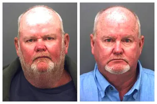 This combination of booking photos provided by the El Paso, Texas, County Sheriff's Office on Oct. 1, 2022, shows brothers Mark Sheppard, left, and Michael Sheppard, who authorities say opened fire on a group of migrants getting water near the U.S.-Mexico border on Tuesday, Sept. 27, 2022. One migrant is dead, another is wounded and at least seven others are languishing in detention three weeks after the twin brothers allegedly opened fire on them in the Texas desert, claiming they thought they 
