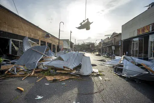 Damage caused by Hurricane Ida in Houma, La., on Monday, Aug. 30, 2021. (Scott Clause/The Daily Advertiser via AP)