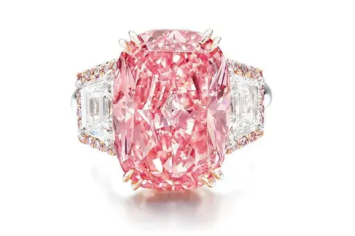 In this undated photo released by Sotheby's, The Williamson Pink Star is seen. The pink diamond was auctioned off at $49.9 million in Hong Kong on Friday, Oct. 7, 2022, setting a world record for the highest price per carat for a diamond sold at auction. (Sotheby's via AP)