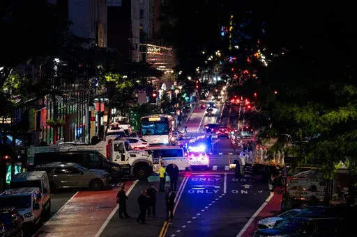 Police block off streets near the United Nations headquarters, Wednesday, Sept. 21, 2022, in New York. (AP Photo/Julia Nikhinson)