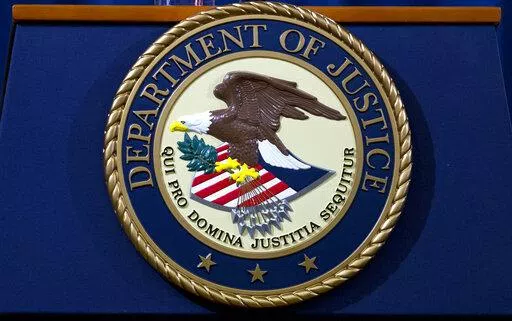 The Department of Justice seal is seen in Washington, Nov. 28, 2018. The Biden administrating is putting forth seven new Justice Department nominations covering three U.S. attorney's offices in Texas and other senior posts. (AP Photo/Jose Luis Magana, File)