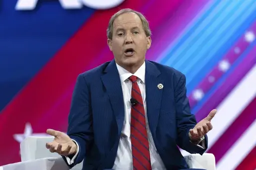 Texas Attorney General Ken Paxton speaks during the Conservative Political Action Conference, CPAC 2024, at the National Harbor in Oxon Hill, Md., Friday , Feb. 23, 2024. (AP Photo/Jose Luis Magana, File)