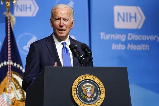 President Joe Biden speaks about the COVID-19 variant named omicron during a visit to the National Institutes of Health, Thursday, Dec. 2, 2021, in Bethesda, Md. (AP Photo/Evan Vucci)