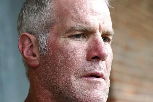 Former NFL quarterback Brett Favre speaks to the media in Jackson, Miss., Oct. 17, 2018. On Monday, May 9, 2022, the Mississippi Department of Human Services sued Favre, three former pro wrestlers and several other people and businesses to try to recover millions of misspent welfare dollars that were intended to help some of the poorest people in the U.S. (AP Photo/Rogelio V. Solis, File)