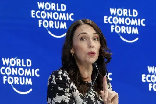Jacinda Ardern, Prime Minister of New Zealand, speaks during the "Safeguarding the planet" session at the annual meeting of the World Economic Forum in Davos, Switzerland, Jan. 22, 2019. When Ardern steps down as prime minster next month, she will have accumulated 15 years experience as a lawmaker and five-and-a-half years as leader. (AP Photo/Markus Schreiber, File)