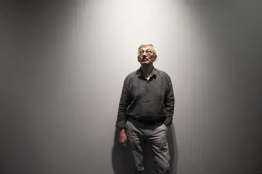 Oleg Orlov, co-chair of the Nobel Peace Prize-winning Human Rights group Memorial, poses for a portrait after an interview with The Associated Press in Berlin, Germany, Thursday, Aug. 8, 2024. (AP Photo/Markus Schreiber)