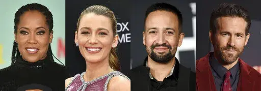 This combination of photos shows Regina King, Blake Lively, Lin-Manuel Miranda and Ryan Reynolds who will serve as co-chairs of the Met Gala, returning to its traditional berth on the first Monday in May. (AP Photo)