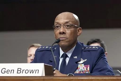 Air Force Gen. CQ Brown, testifies during a Senate Armed Services Committee hearing July 11, 2023, on Capitol Hill in Washington. The Senate has confirmed Brown as the next chairman of the Joint Chiefs of Staff, putting him in place to succeed Gen. Mark Milley when he retires at the end of the month. (AP Photo/Mariam Zuhaib, File)